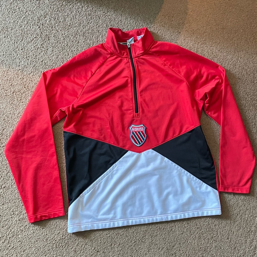 Worn Once K Swiss Red and Black Quarter-Zip Pullover Streetwear Brand